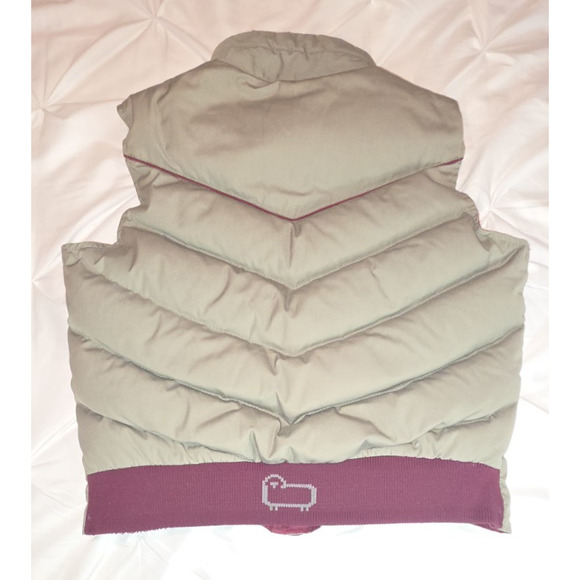 Vintage Woolrich Puffer Down Vest Jacket Beige Insulated Button-Up M/L - Picture 6 of 9